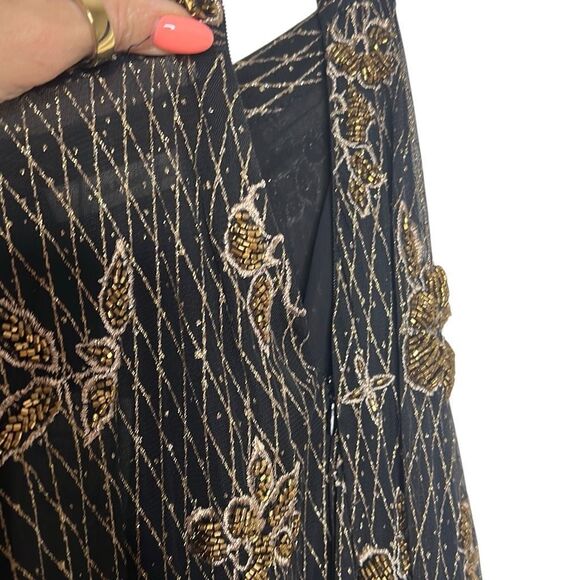 NWT ZARA Knit Embellished Beaded Black Gold Maxi Skirt M Limited Edition(400) - Picture 6 of 15